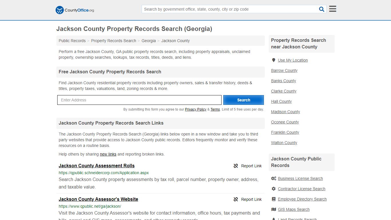 Property Records Search - Jackson County, GA (Assessments ...