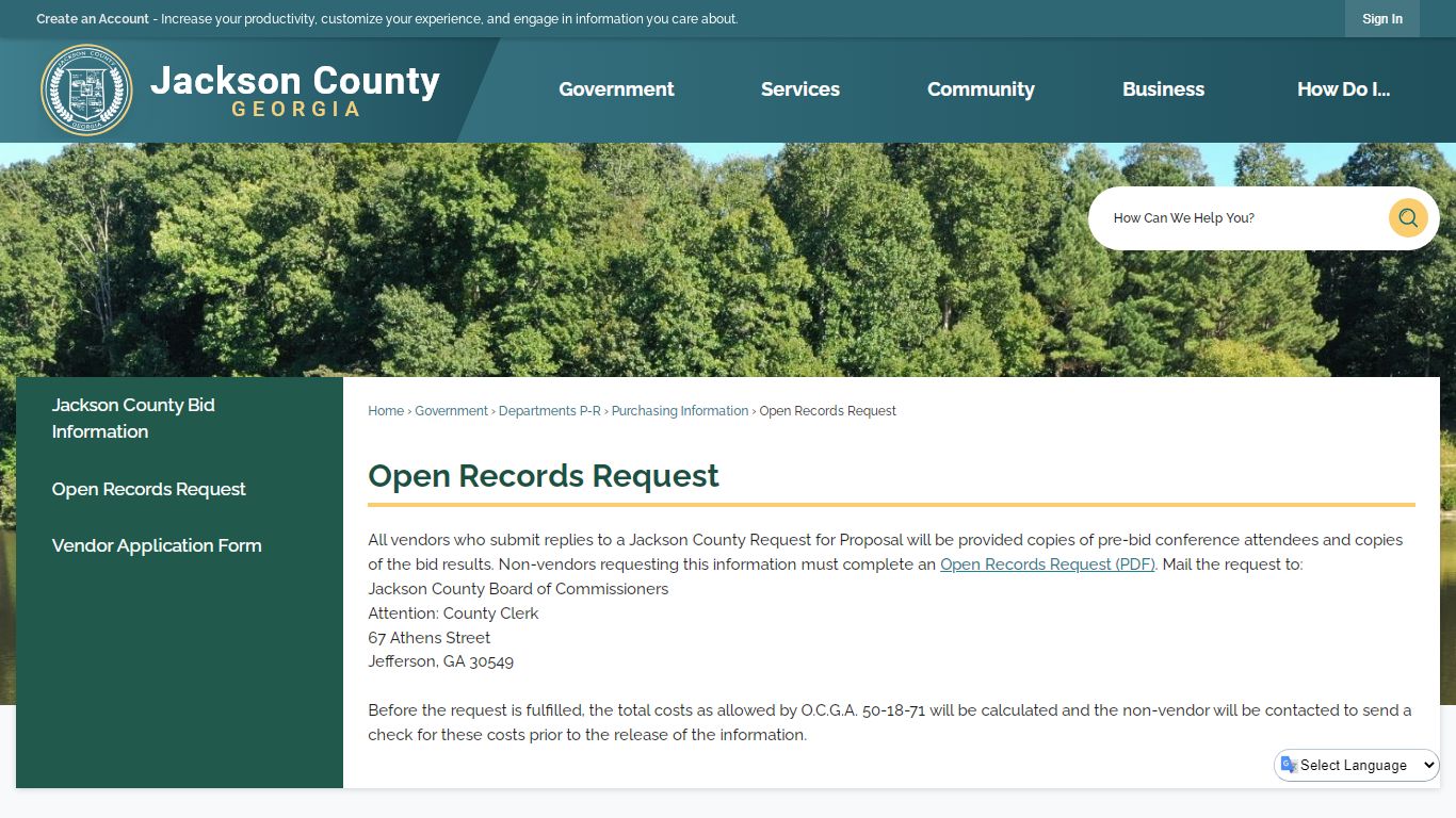 Open Records Request | Jackson County, GA